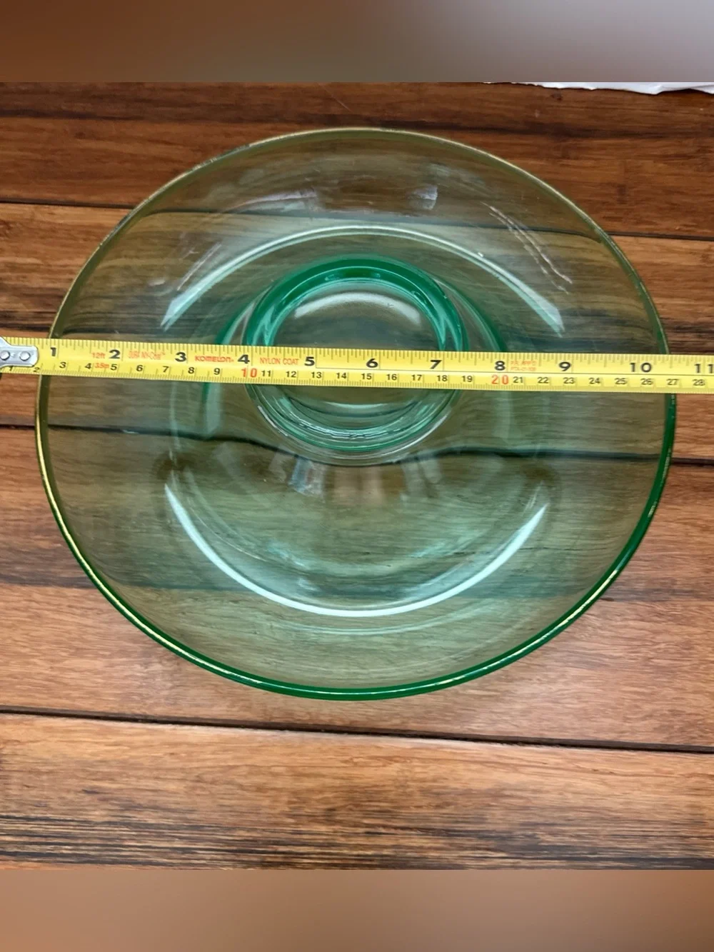 Vintage Green Depression Glass Rolled-Edge Console Bowl 10.5”